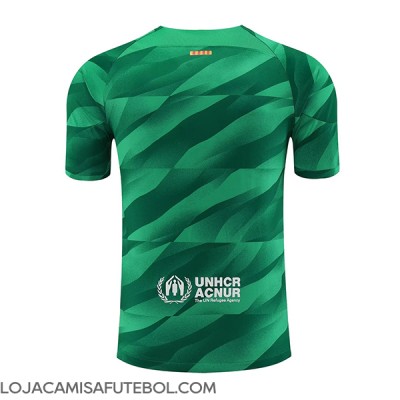 Camisa de Futebol Barcelona Goleiro Equipamento Principal 2023-24 Manga Curta